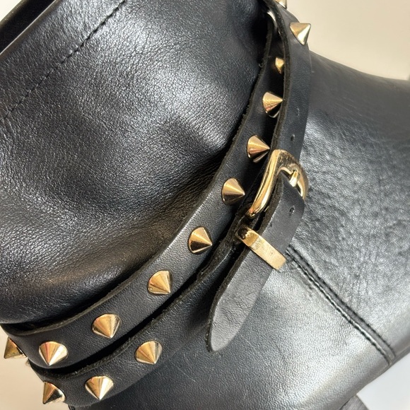 Matisse Rocker Ankle Boots Women’s 7.5M Black Leather Spike Studded Moto Pull On - Picture 12 of 16